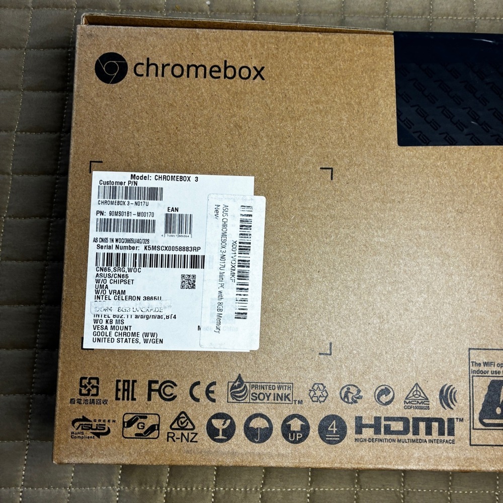 ASUS Chromebox 3 N017U Mini PC Intel Celeron 3865U 8GB RAM 32GB SSD ChromeOS New - Picture 5 of 12